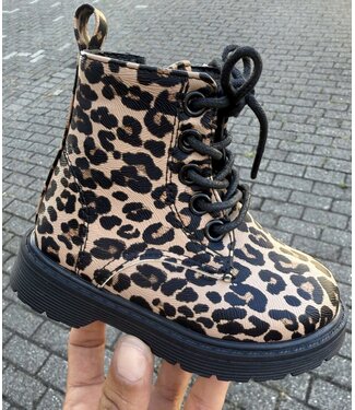 Gevoerde enkellaars met rits - Leopard Zwart