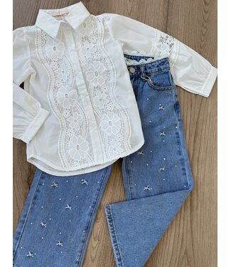 Denim Jeans  - Strikjes - Blauw