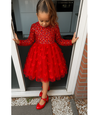 Glitter Vlinder Jurkje - Rood