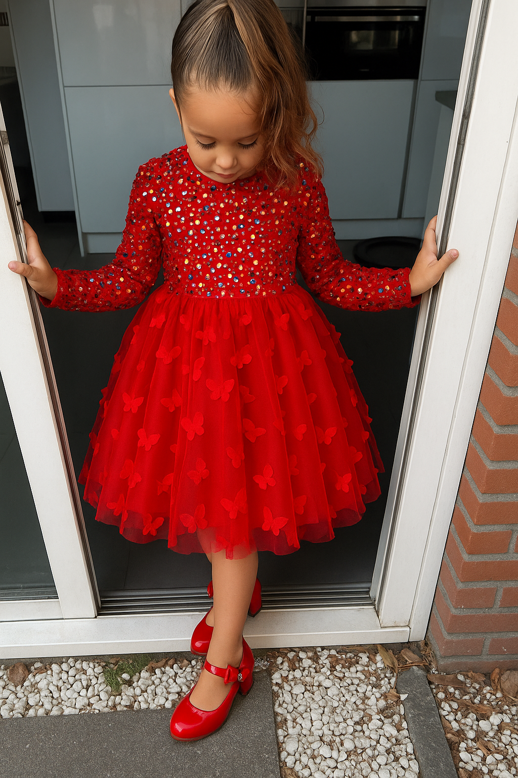 Glitter Vlinder Jurkje - Rood