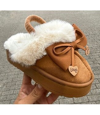 Furry Soft Sliders - Camel