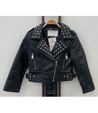Leatherlook Stud Jacket  - Zwart