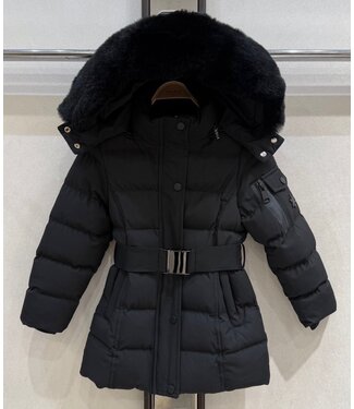 Winterjas met riem - Zwart