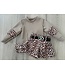 Leopard Printed Sweater & Skort Set (Met Tasje) - Camel