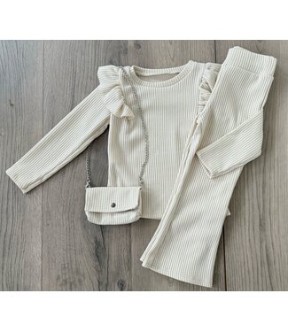 Velvet Rib Set (Met tasje) - Ecru