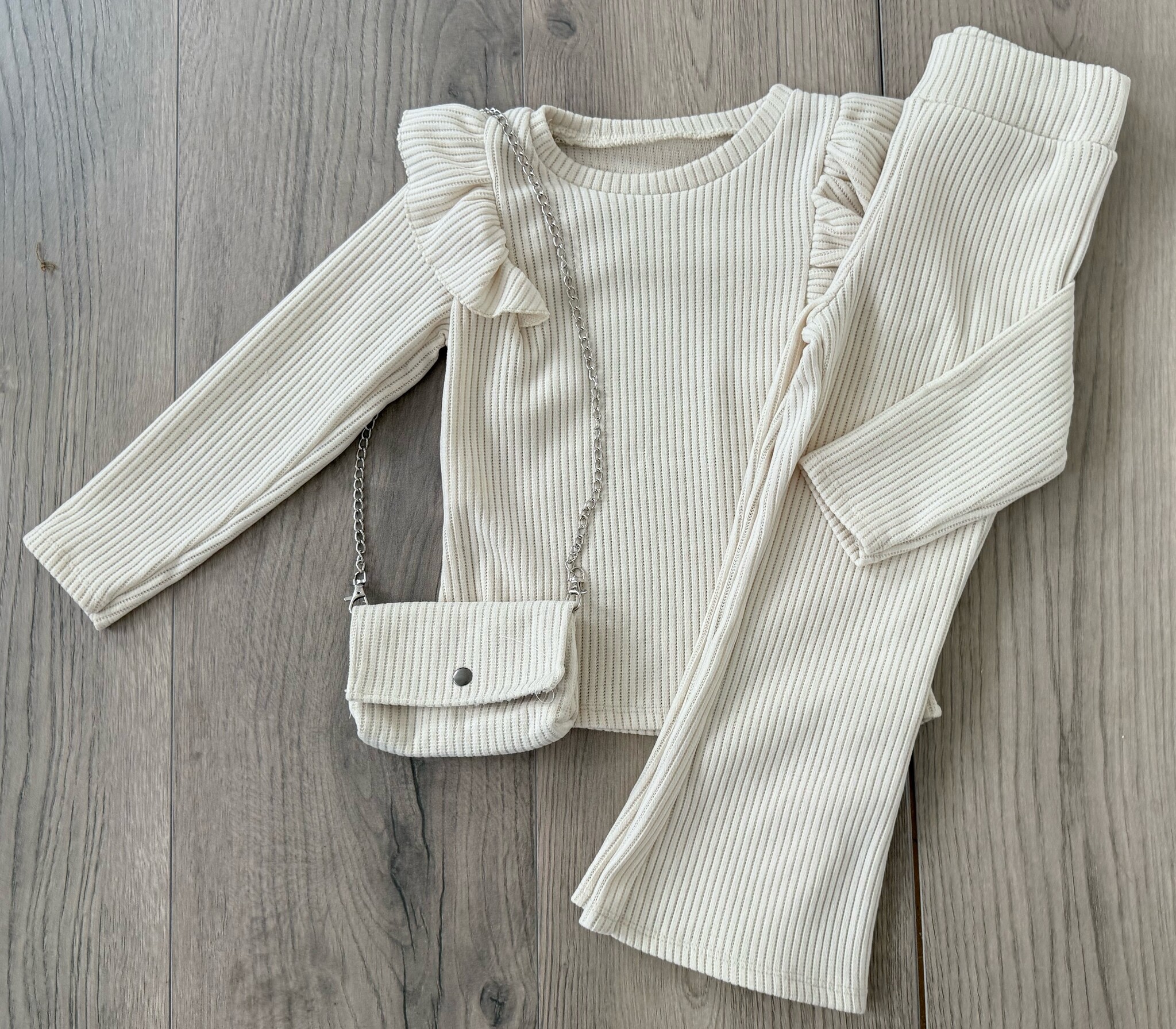 Velvet Rib Set (Met tasje) - Ecru