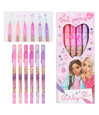 TOPModel TOPModel Girly gelpennen – set van 6 in roze en paarse tinten
