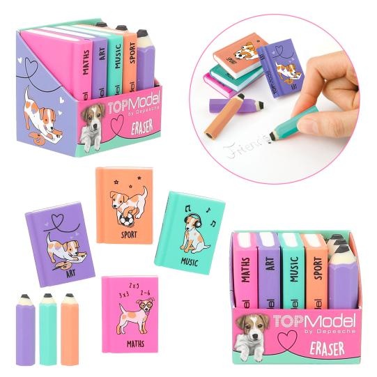 TOPModel Mini Schoolboeken & Potloden Gumset – 7 Gummetjes