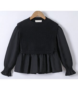 Gebreide Spencer Blouse - Zwart