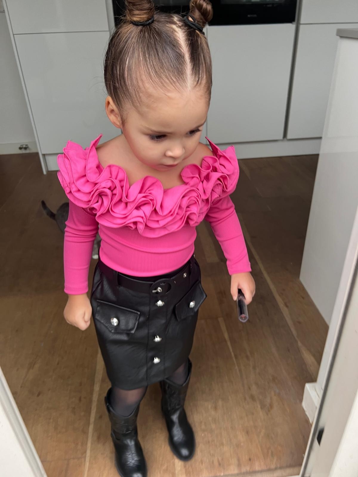 Leatherlook Button Skirt - Zwart