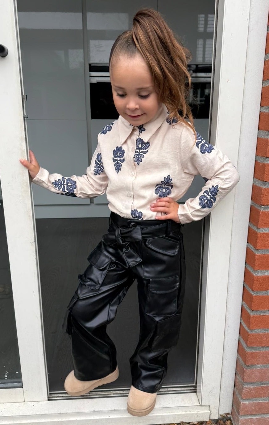 Leatherlook cargo pantalon 2.0 - Zwart