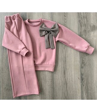 Bow & Sparkle Flared Set - Roze