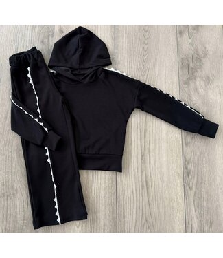 Comfy Hoodie Flared Set - Zwart