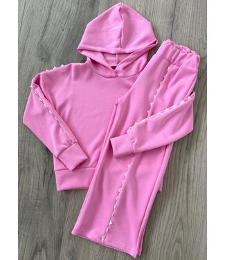 Comfy Hoodie Flared Set - Roze