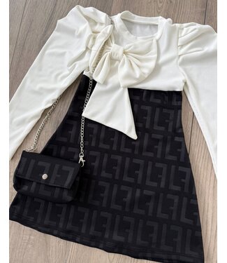 Big Bow Dress (Met tasje) - Zwart/Wit