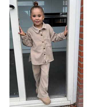 Corduroy blouse & flared set - Beige