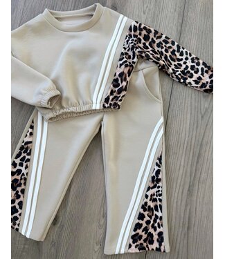 Flared Set met leopard print - Beige