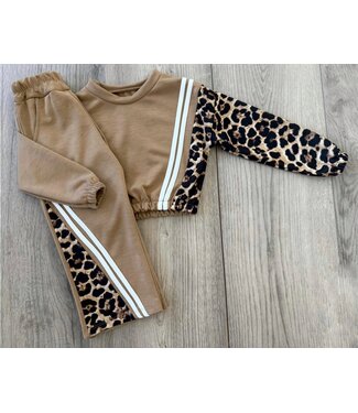 Flared Set met leopard print - Camel