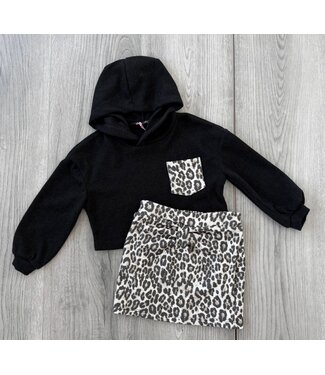 Skirt & Sweater Set - Leopard/Zwart