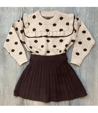 Polkadot trui met plissé rokje