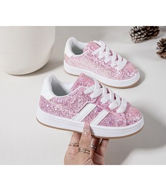 Stripe sneakers 2.0 - Glitter Roze
