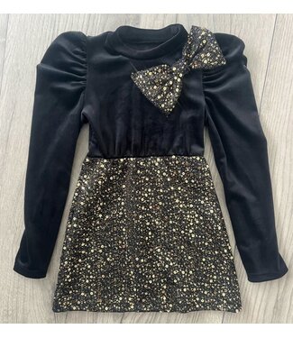 Draakjes en Boefjes Velvet & Glitter Dress - Zwart/Goud