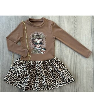 Leopard Girly Dress (Met Tasje) - Camel