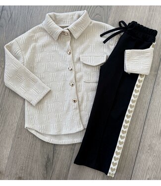 Blouse met hartjes knopen - Beige