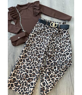 Leopard zachte broek met riem