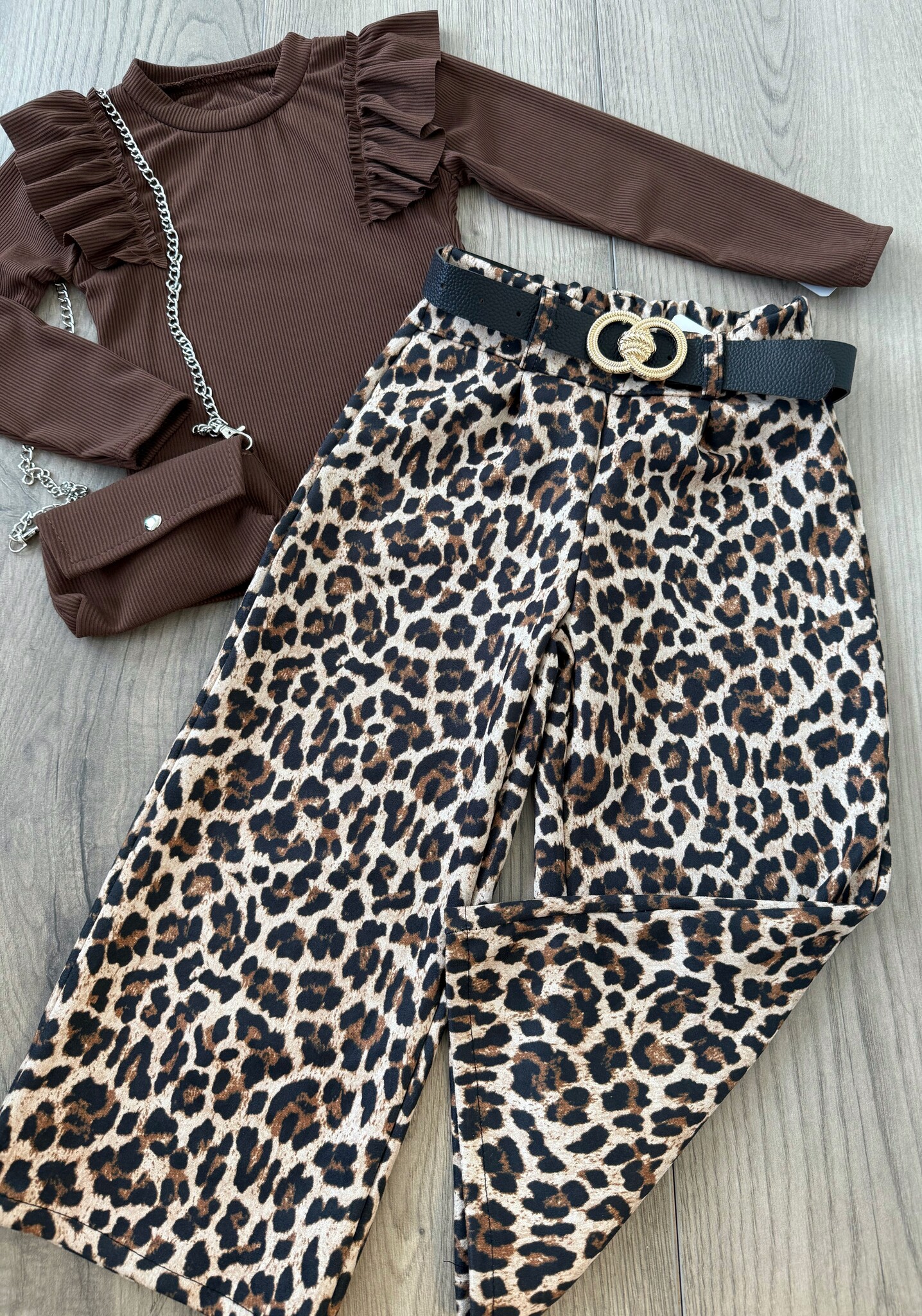 Leopard zachte broek met riem