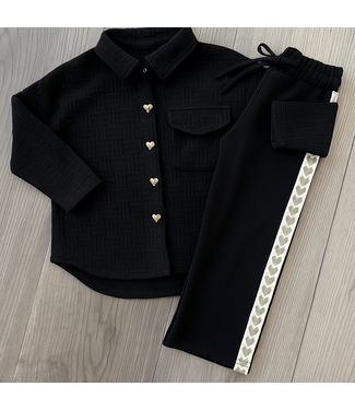 Blouse met hartjes knopen - Zwart