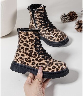 Gevoerde enkellaars met rits - Leopard