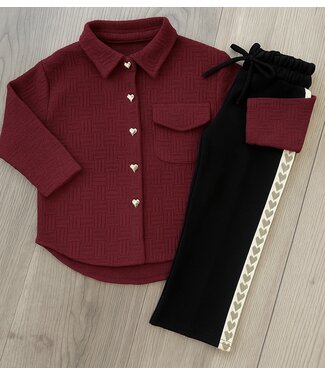 Blouse met hartjes knopen - Bordeaux