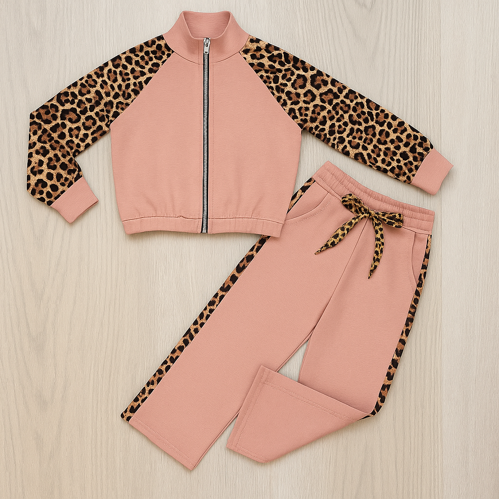Comfy & Leopard Joggingset - Roze