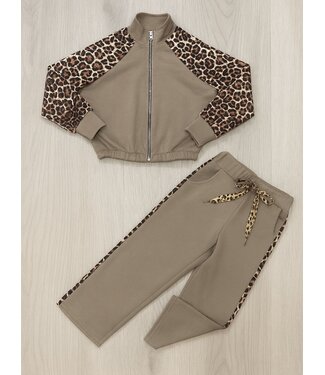 Comfy & Leopard Joggingset - Camel