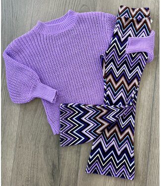 ZigZag Velvet Flared Broek - Paars