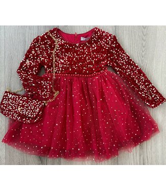 Glitter Tule Jurkje(met tasje) - Rood