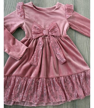 Draakjes en Boefjes Velvet Jurkje Met Sequins - Roze