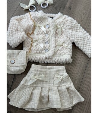 Cutest bow skirt set (4-delig) - Wit