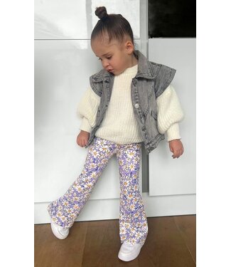 Draakjes en Boefjes Velvet Flared broek met bloemenprint - Paars