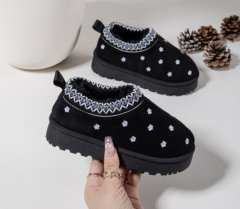 Furry Flower sliders - Zwart