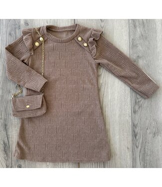Button Dress met tasje - Camel
