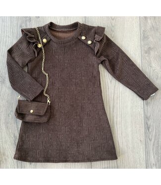 Button Dress met tasje - Marron