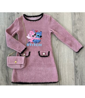 Stitch jurkje met tasje - Oud Roze