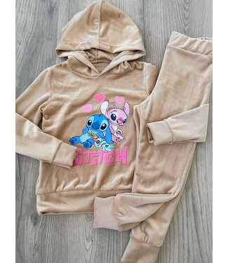 Stitch velvet set - Beige