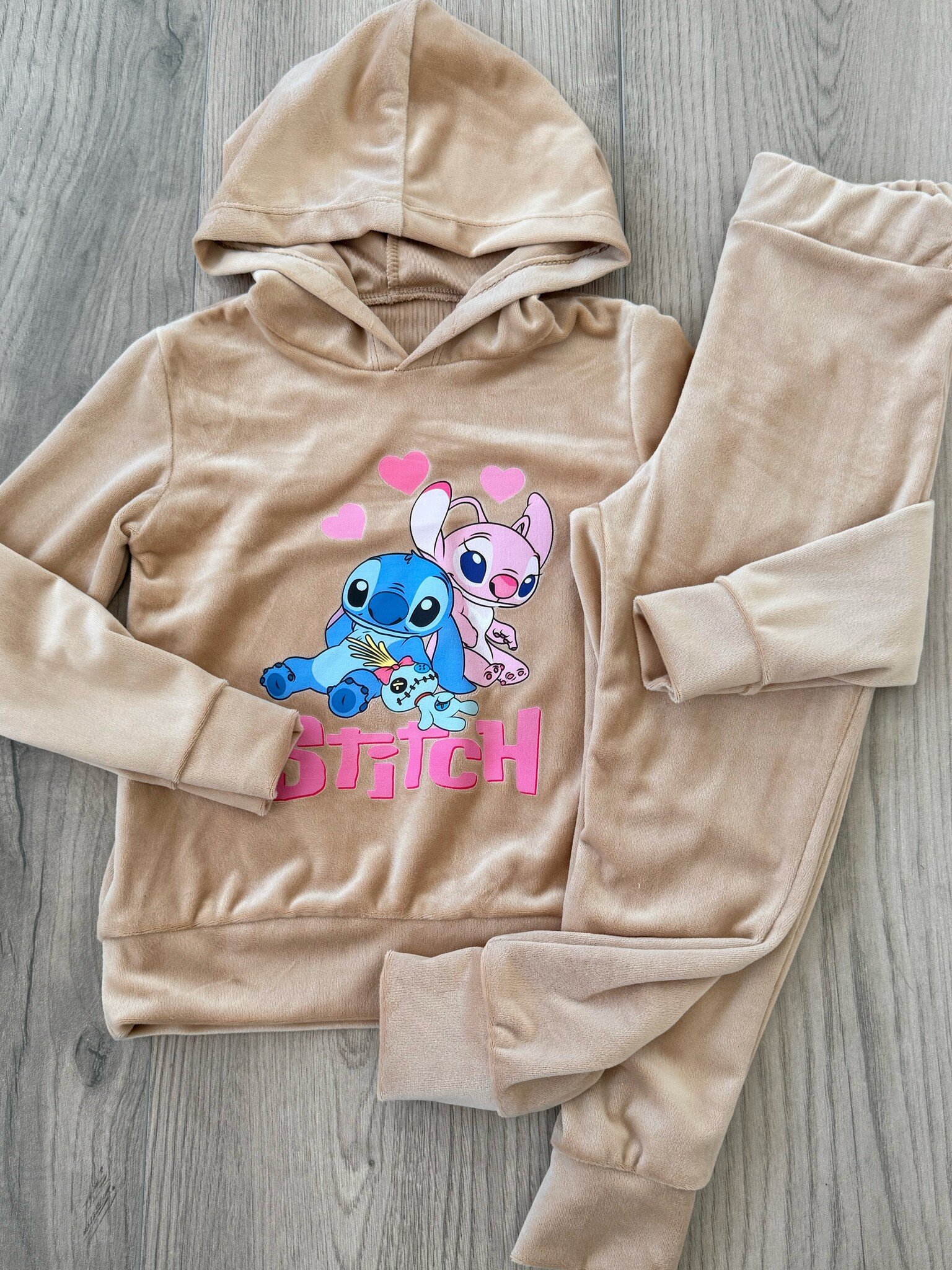 Stitch velvet set - Beige