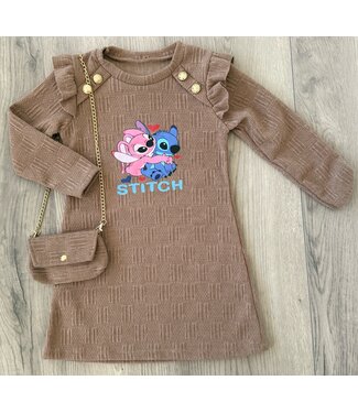 Stitch Dress Met Tasje - Camel