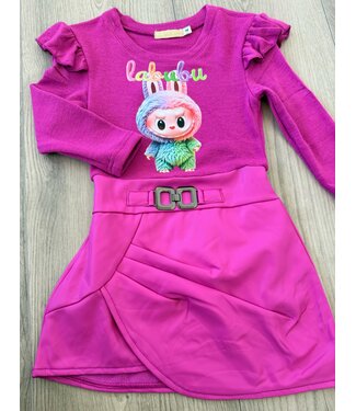 Labubu & Leatherlook Dress - Paars