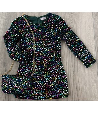 Glitter Jurkje met tasje - Vert
