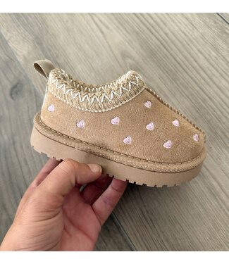 Furry Hartjes sliders - Beige